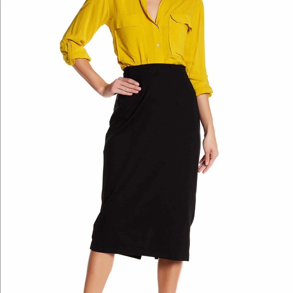 Eileen Fisher Ponte Pencil Black Midi Skirt